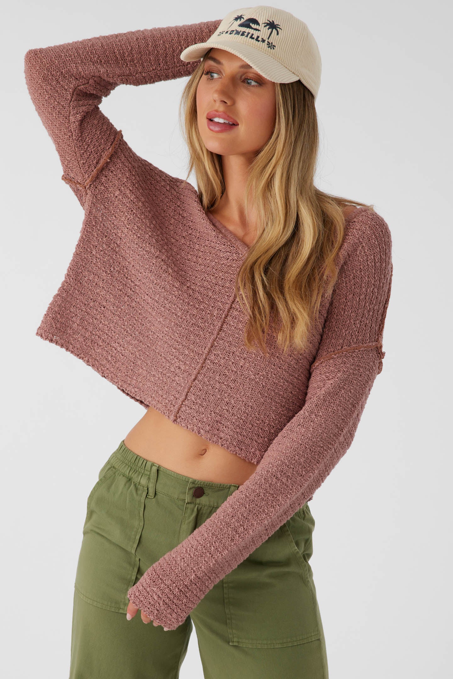 Marina Cotton Slub V-Neck Sweater - O'Neill Clothing