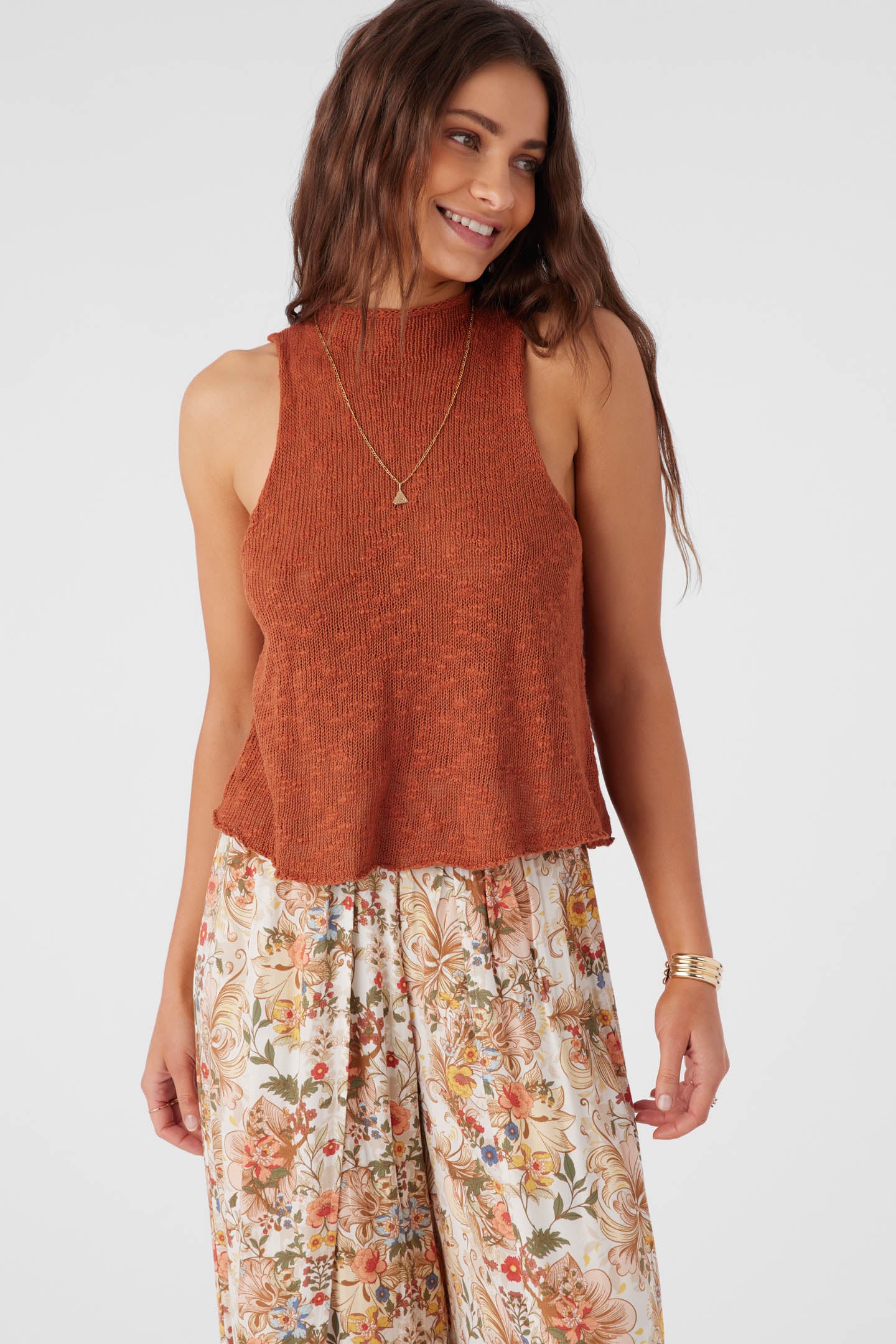 Kinslie Slub Mock Neck Sweater Tank Top - O'Neill Clothing