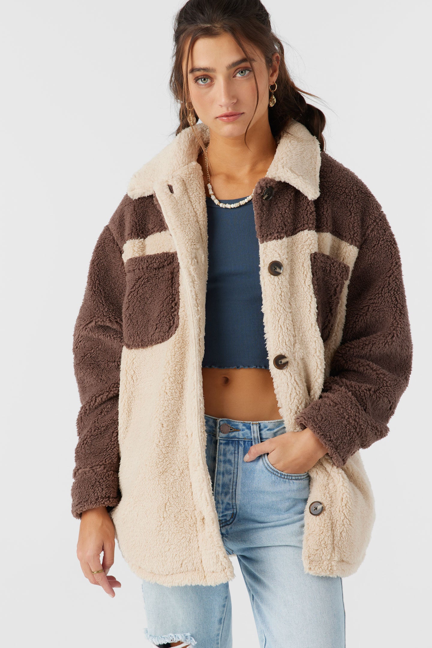 Heath Colorblock High Pile Oversized Fleece Jacket - O'Neill Clothing