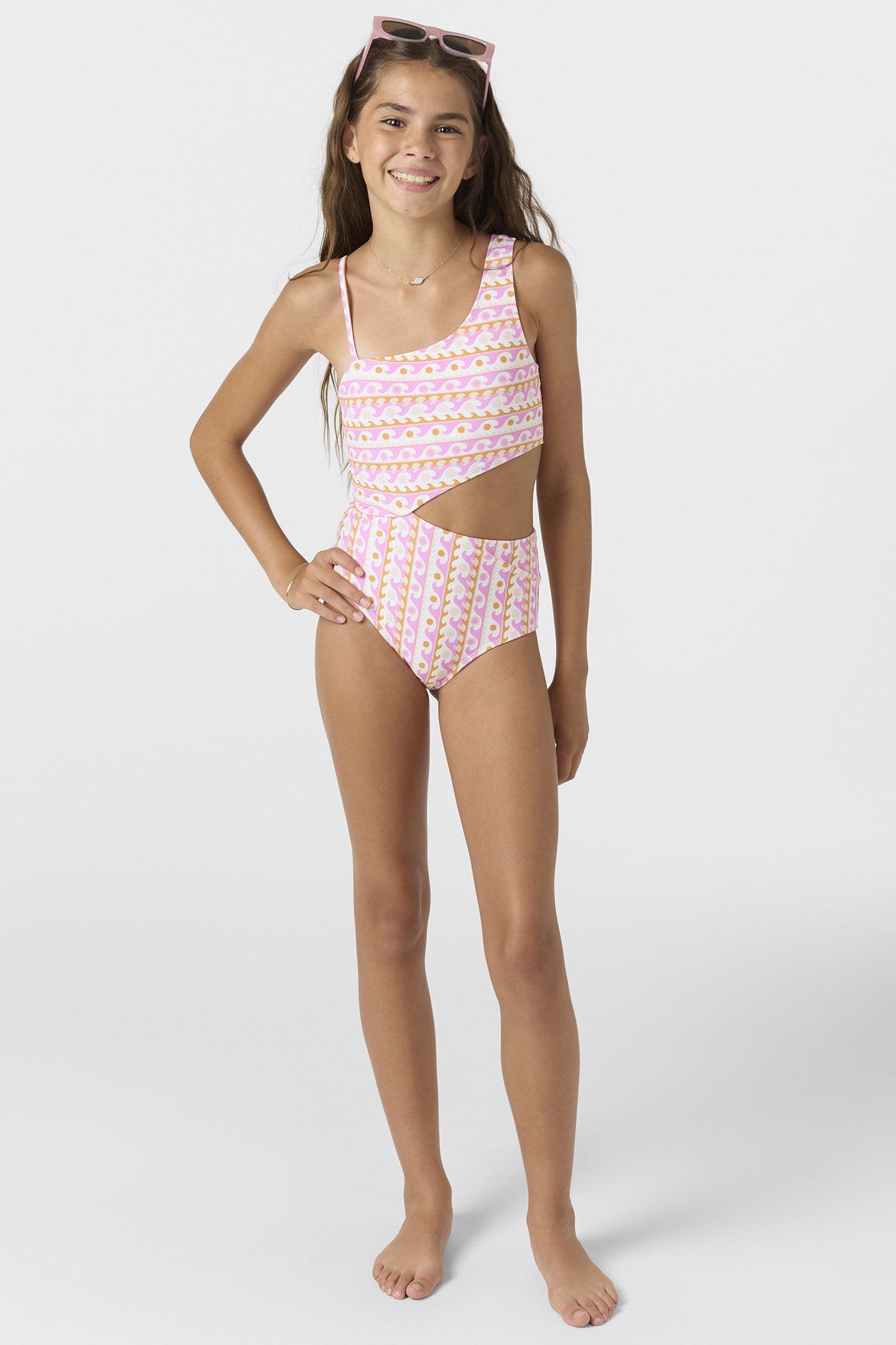 Girl’s Balearic Waves Asymm One-Piece - O'Neill Clothing