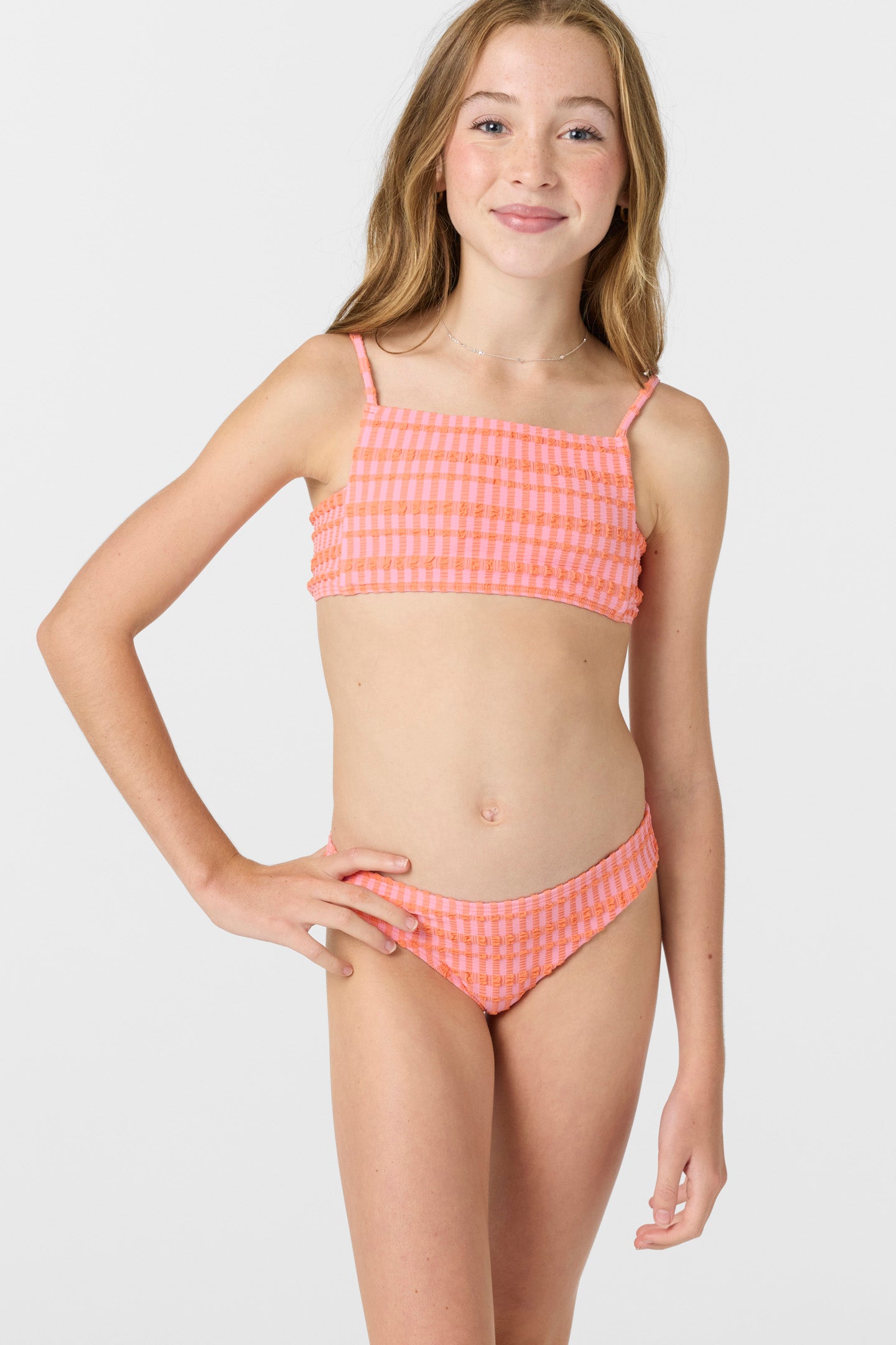 Girl’s Paradise Plaid Square Neck Bralette Top Set - O'Neill Clothing