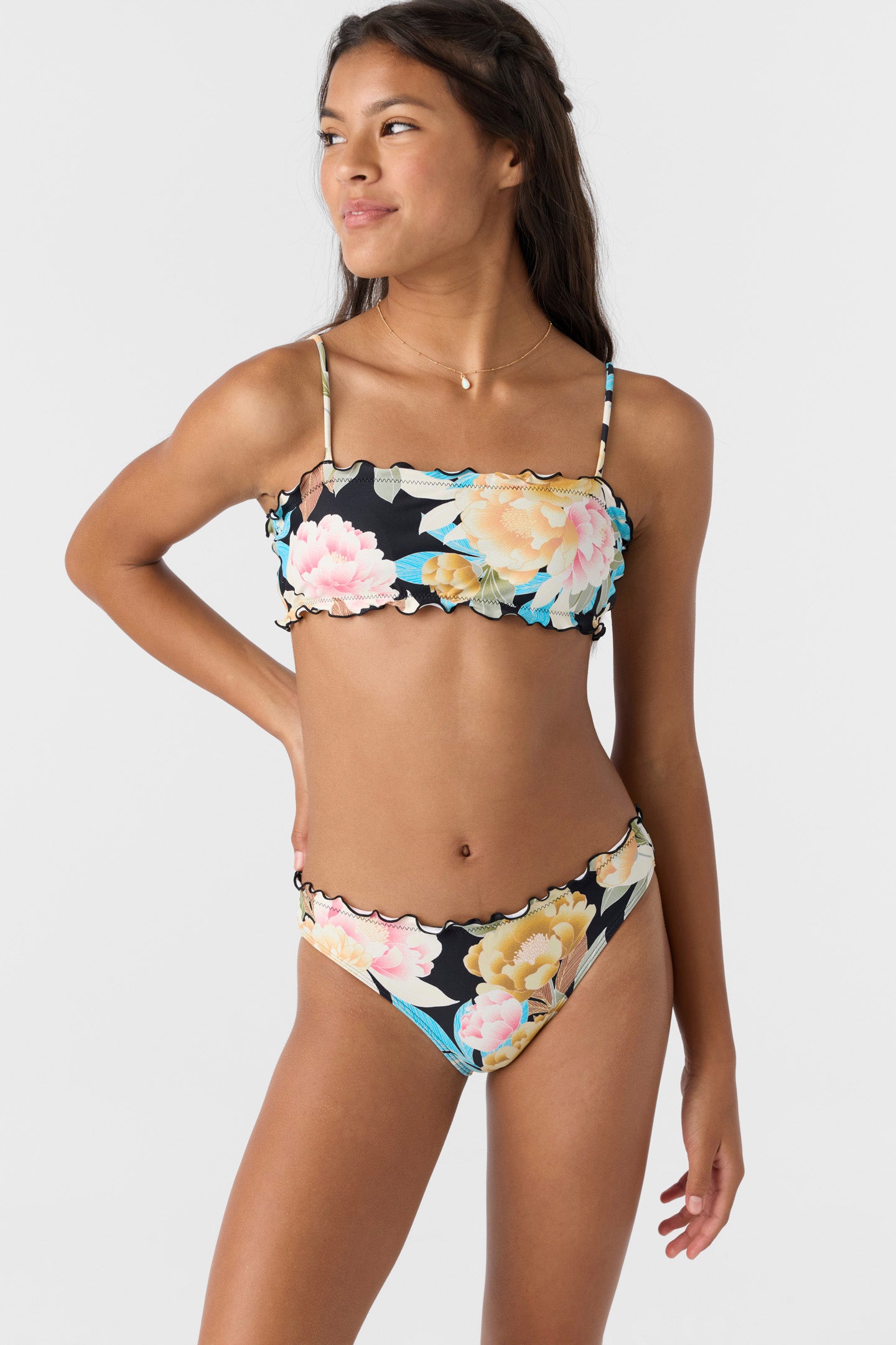 Girl’s Mikah Floral Ruffle Edge Bandeau Set - O'Neill Clothing