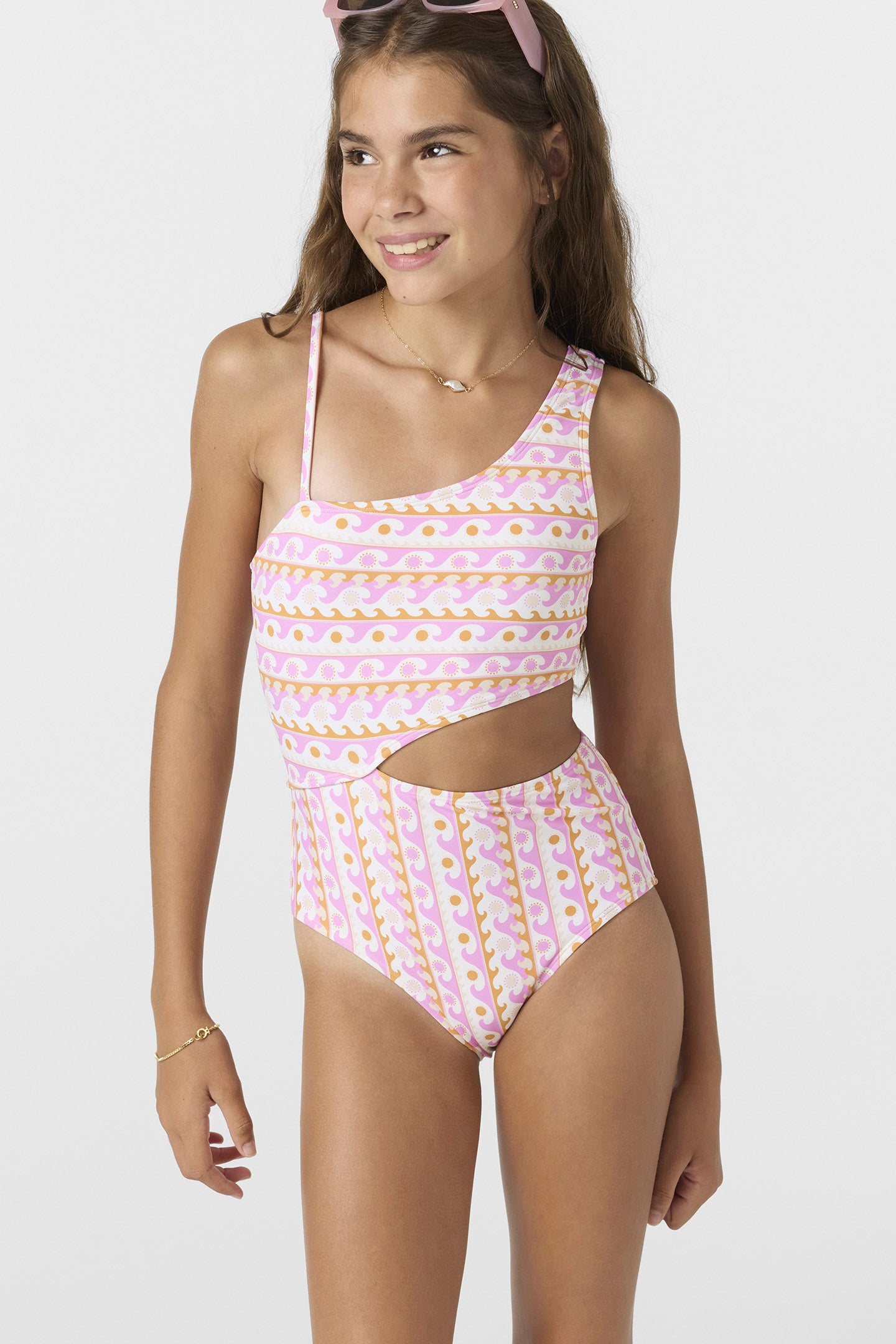 Girl’s Balearic Waves Asymm One-Piece - O'Neill Clothing